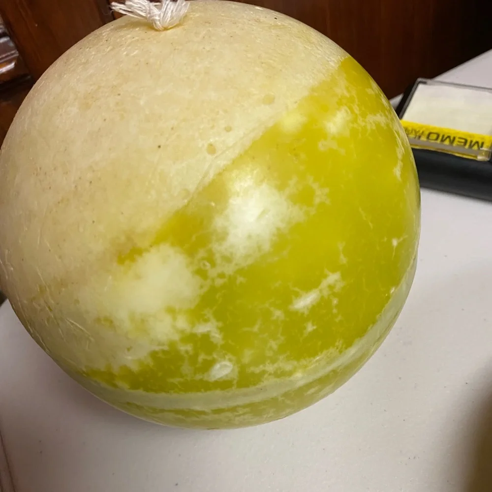 Marble Lemon Pattern unscented Big Ball candle 7”